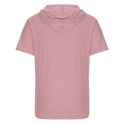 Short Sleeve Hoodies for Men Gym Workout Sweatshirt Lightweight Athletic Pullover Plus Size Hooded T Shirt Active Tops Pink4