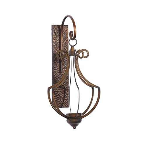 Deco 79 Metal Single Candle Wall Sconce, 13" x 12" x 25", Bronze
