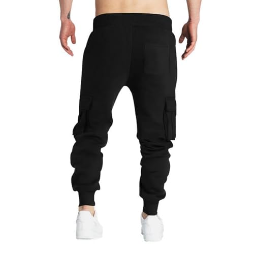 Men Cargo Sweatpants Fleece Joggers Pants Elastic Wide Leg Durable Sweatpants Stretch Streetwear Trousers with Pockets2
