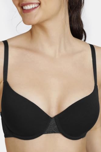Image of Zivame Beautiful Basics Padded Wired Medium Coverage T-Shirt Bra, Anthracite