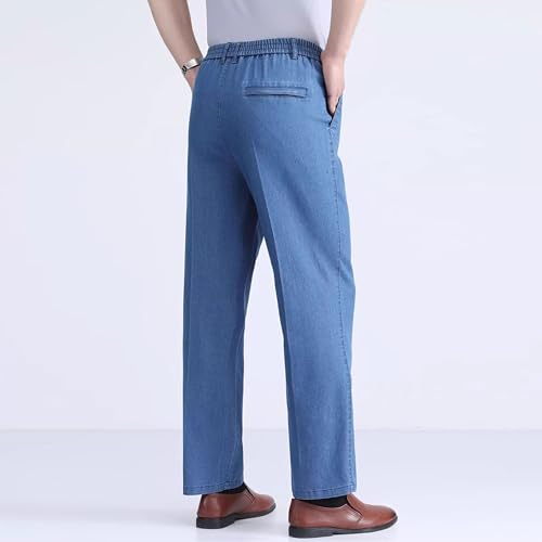 Dark Blue Casual Pants Dark Blue Slim Fit Denim Jeans with Elastic Waistband Comfortable for Casual Wear3