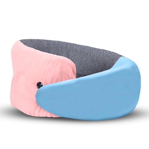 Billebon Memory Foam Neck Pillow with Cooling Gel, Snake Shape Travel Pillow with Snap Button, Neck Rest for Travelling & Flight Travel, Ergonomic Support for Comfort & Pain Relief (Black)
