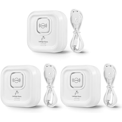 TOWODE WiFi Water Leak Detector 100db Loud Alarm Water Sensor Alarm and App Alerts Suitable for Kitchen Warehouse Laundry Toilet for Home and Basement Water Leak Alert with APP Push (3P) Cover