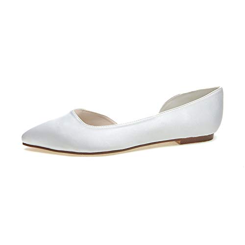 CCBubble Women Satin Wedding Flats Pointed Toe Slip on Party Dress Ballet Flat Shoes-2046-08 - Image 3