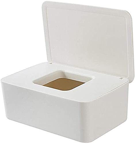 WANGZAIZAI Caja de Almacenamiento para toallitas húmedas Toallitas secas y mojadas Papel de Seda Servilletero Toallitas húmedas Dispensador con Tapa para hogar y Oficina (Blanco)