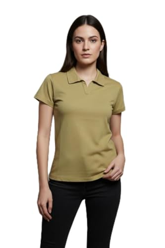 Image of BEAR THREAD Women's Plain Polo T-Shirt | Classic Collared Half Sleeve Top | Soft Breathable Lightweight Fabric | Solid Casual Summer Polo Tee