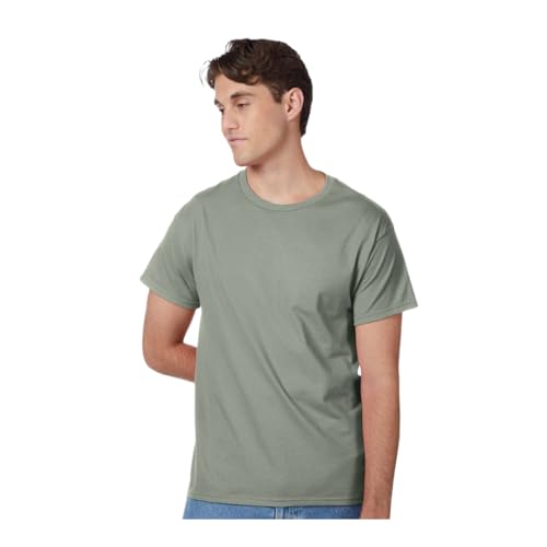 Hanes Authentic Short Sleeve T-Shirt, 100% Pre-Shrunk Cotton, Classic Fit, Tear Away Label, Stonewashed Green, 4XL