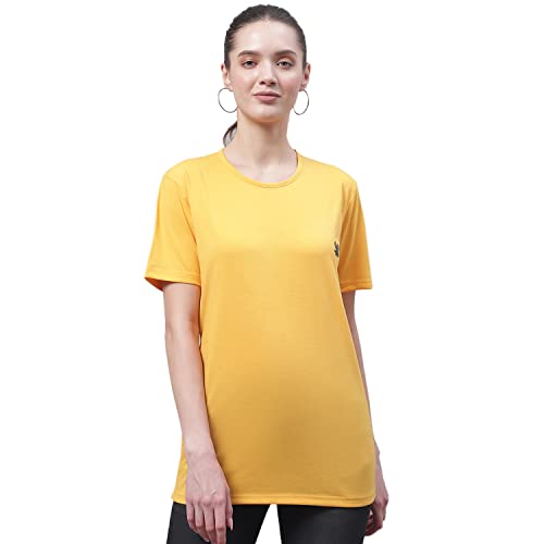 Image of Mack Jonney Women Round Neck Cotton Solid Regular Fit T-Shirt-T Anthraa 001-P