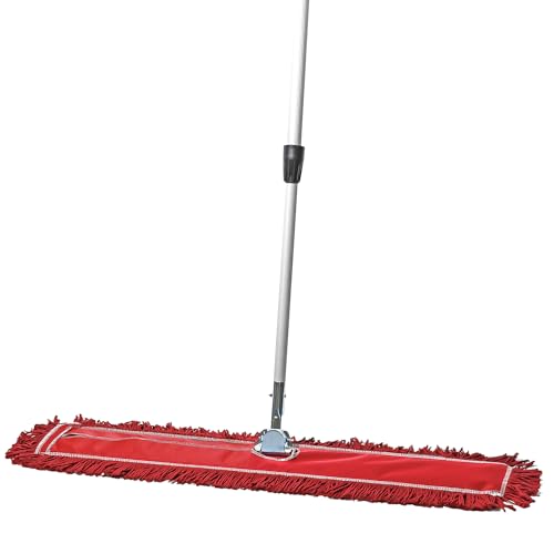 Image of 36 Inch Red Commercial Dust Mop & Floor Sweeper with Extendable Handle - Mop for Hardwood, Tile, and Concrete Floor Cleaning