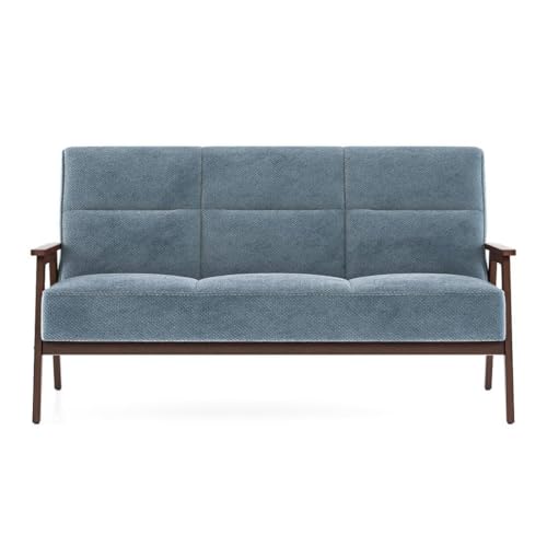 Image of Urban Ladder Logan 3 Seater Wooden Sofa in Blue Colour