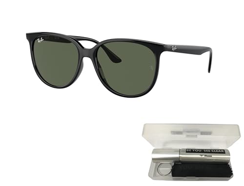 Ray-Ban RB4378 Sunglasses Bundle: RB 4378 601/71 Black Dark Green and Eyewear Cleaning Kit2