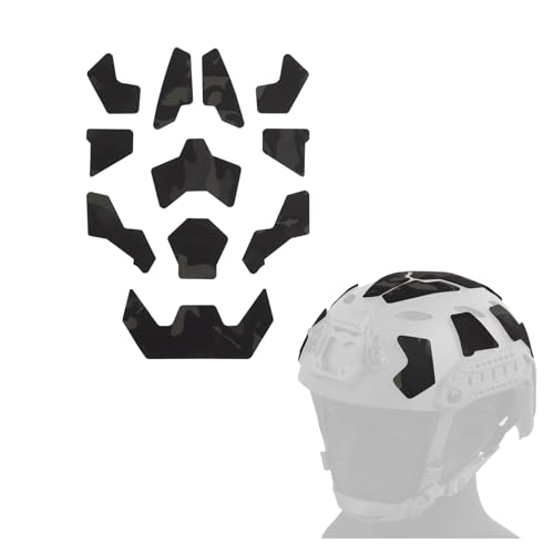 Universal Airsoft Helmet Decorative Sticker DIY Tactical Helmet 11Pcs/Set Helmet Patches Hook Fastener Sticky Helmets Magic Fixed Cable Military Army (Black CAMO)