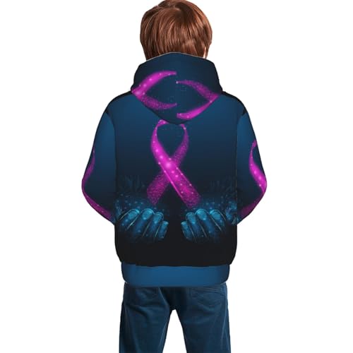 Pink Ribbon Awareness Kid Hoodies Boys Sweatshirts Girls Pullover with Pocket4