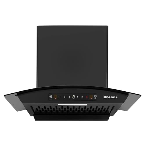 Faber 60 cm 1200 m³/hr Autoclean Curved Chimney| Black Filterless with Oil Collector |8 Yrs Motor & 2Yrs Comprehensive Warranty by Faber | Touch & Gesture Control | Hood Venice IN HC SC FL BK 60