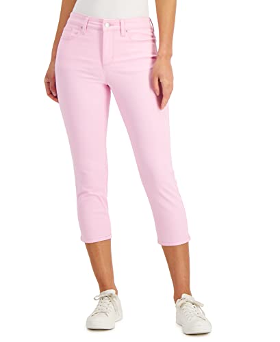 Charter C Women's Tummy Control Bristol Capri Jeans Pink Peppermint 12
