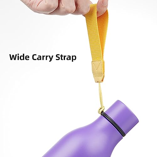 Image of Konokyo Insulated Water Bottle with Strap,18 oz Double Wall Stainless Steel Vacuum Bottles Metal Water Flask,Purple