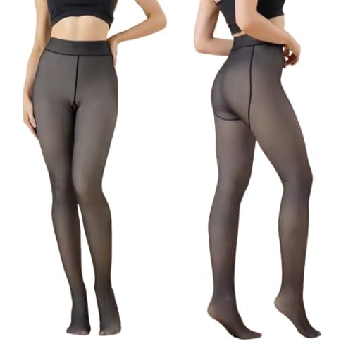 Women’s Winter Warm Thermal Fleece Lined Leggings – High Waist Thick Cozy Insulated Stretch Pants for Cold Weather, Soft Heat-Retention Leggings (Free Size) Black-picture-22