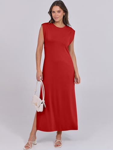 ANRABESS Summer Dress for Women 2025 Maxi Sundresses Casual Cap Sleeve Crew Neck Loose Split Beach Travel Vacation Outfits2