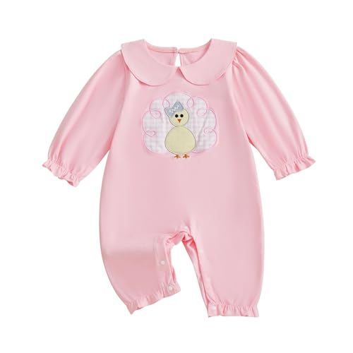 My First Thanksgiving Baby Girl Outfit Newborn Turkey Romper Long Sleeve Jumpsuit Cute One Piece Fall Clothes