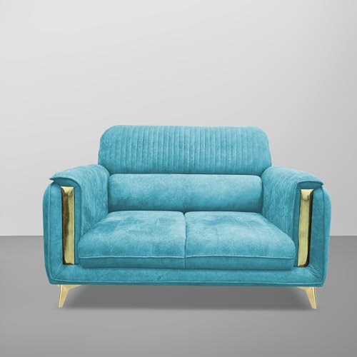 Image of Casaliving Gelio 2 Seater Sofa Set for Living Room (Turquise Colour) Premium Fabric Sofa