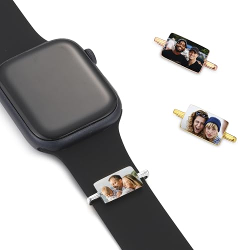 OTXIXTO Personalisierter Foto Smartwatch Armbandanhänger Kompatibel mit Verschiedenen Uhrarmbändern Dekorative Ringe und Schlaufen Slide Strap Zubehör Personalisiertes Geschenk für Männer - C1
