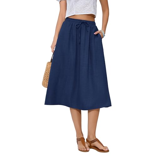 Image of Witsmile Women's Summer Pleated High Waisted Casual Flowy Skirt Pockets