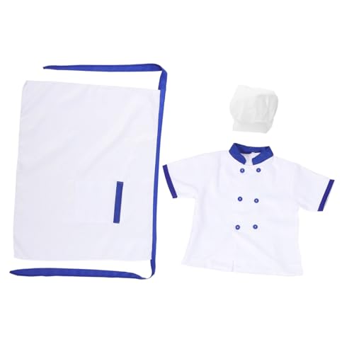 GALPADA Disfraz De Chef Para Niños Conjunto Cosplay Manga Corta Azul Transpirable Infantil Para Fiestas y Juegos De Rol Talla 120 Cm