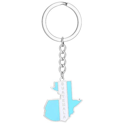 Cadena de mapa de Guatemala para mujeres y hombres, de acero, color oro, plata, bandera de Guatemala, llavero, bolsa, accesorios, joyería, llavero multifuncional, plata, Talla única