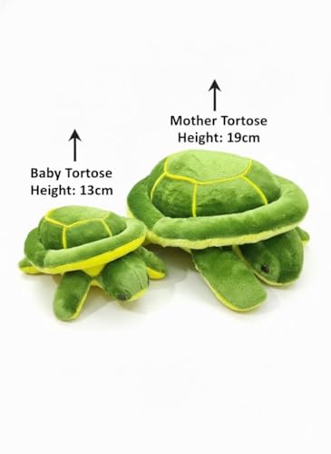 Image of TortoisePlush Sea Turtle Soft Toy, Dark Green and Yellow, 22 cm, Stuffed Animal for Kids, Modern Design, Tortoise Theme, Durable Quality (Mother Baby)