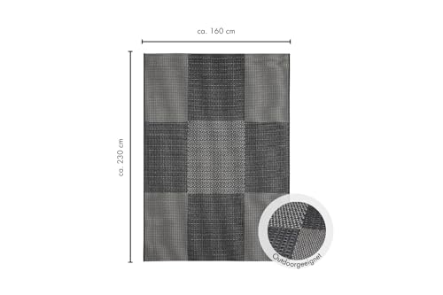 andiamo In-und Outdoorteppich Senja Designerteppich für die Terrasse Design, Kästchen anthrazit, 160 x 230 cm, 1101189