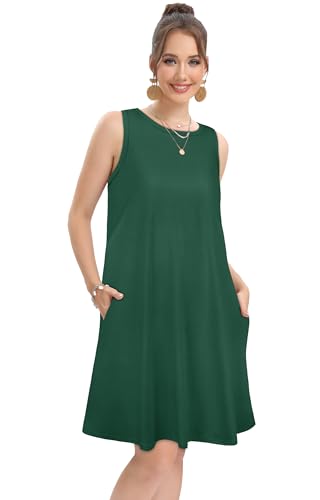 Image of elescat Women's Summer Dresses 2026 Beach Casual Sleeveless Floral Print Tank Loose Sundress with Pocket