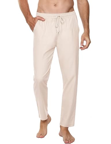 Sykooria Pantalones de Lino y Algodon Transpirable Pantalones Jogger Hombre Pantalon Hombre Deporte Largo para Primavera Verano Otoño Invierno