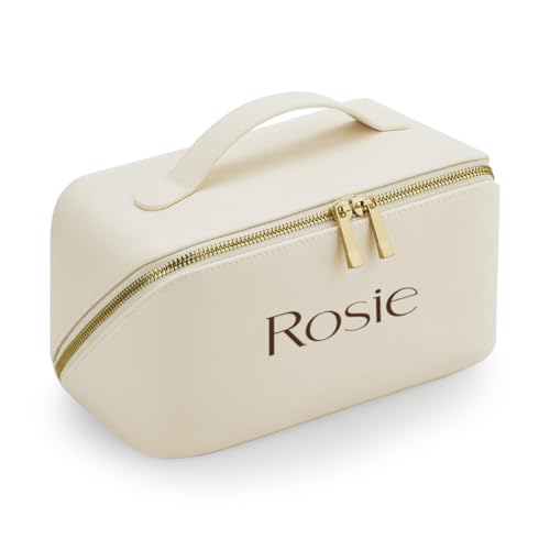 Crafted Memories - Personalised Embroidered Monogram Cosmetic Bag | Custom Makeup Organiser | Luxurious Saffiano Texture | Secure Zippered Pocket | Ideal for Bridesmaids White
