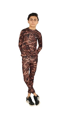PREDAGEAR Boys Tracksuit Set – 2-Piece Lightweight Athletic Outfit with Camo Print – Breathable Polyester Jersey – Sizes 4T to 20T, All Year Round Daily Boys Outfit