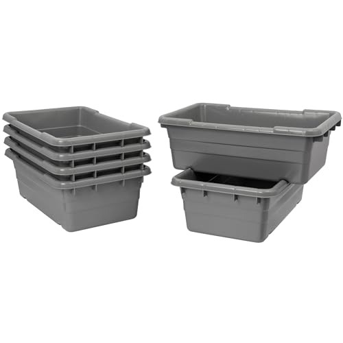 Akro-Mils 34305 Jumbo Lug Plastic Nest and Cross Stack Akro-Tub Tote, (25-Inch x 16-Inch x 9-Inch), Gray, (6-Pack)