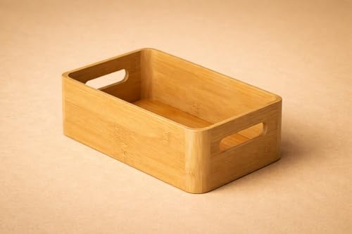 Caixa Organizadora com Alça, Bambu Natural, 27 x 16 x 8,9 cm, Ret...