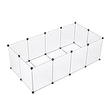 YEZHU Pet Playpen for Small Animals, Fence Cage Indoor for Guinea Pigs, Hamsters, Bunnies, Rabbits, Ferret Bunny Hedgehogs with 8 Bottom Plates （13.8 x 13.8inches） and 12 Panels (17.7 x 13.8 inches)