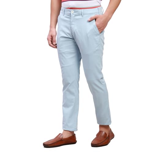 Image of Colorplus Nuvo Fit Cotton Nylon Blend Solid Piece Dyed Pattern Flat Front Casual Trouser