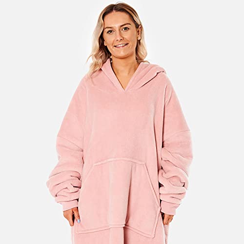 Sienna Extra Long Oversized Blanket Hoodie, Ultra Soft Wearable Throw with Pockets Sleeves Soft Sherpa Fleece Hooded Blanket Giant Sweatshirt