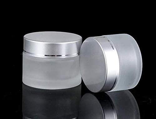 BH PLAST (SET OF 4 PCS) 50 GRAM FROSTED GLASS JAR WITH SILVER MATTE CAP AND INNER LID for Beauty, Cream, Blends, Skin Care, Hair Care, Travel, Toners, Cosmetic & DIY