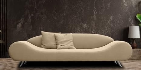 Luxury & Modern Velvet Curved 3 Seater Sofa Velvet & Fabric Comfort Wooden Sofa for Bedroom, Living Room, Dining Room, Hallway & Office-(Beige).-image-6