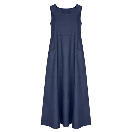 Robe en lin pour femme d'été ample et basique décontractée