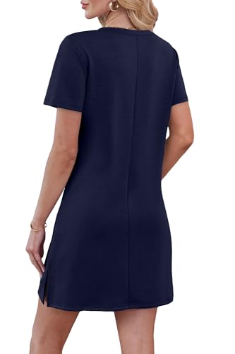 Image of RUMIA Summer Dresses for Women 2026 V-Neck Casual Sundresses T-Shirt Dress