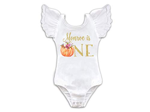 Girls Personalized Fall Pumpkin First Birthday Leotard