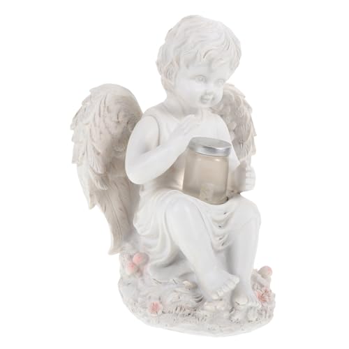 Statue ange résine lumineuse solaire étanche pour déco jardin ORFOFE