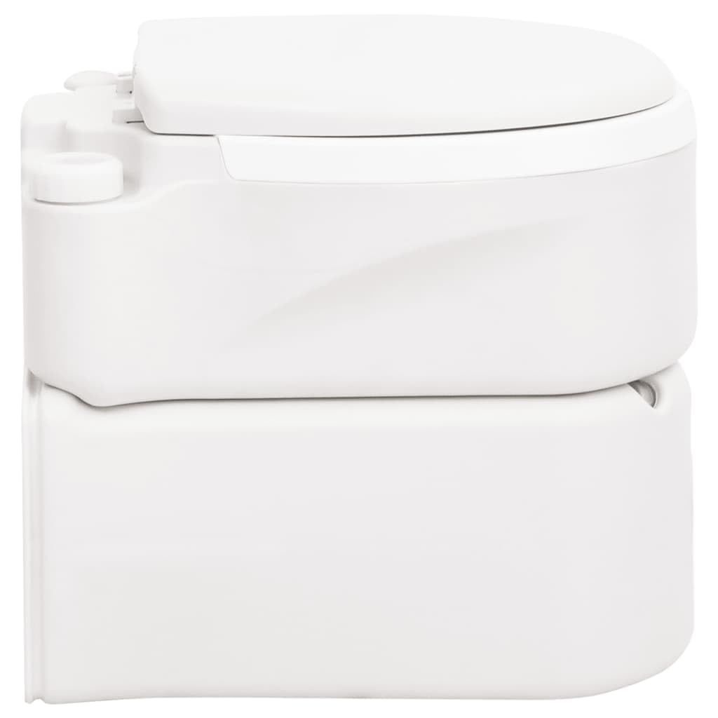 Tragbare Campingtoilette, Mobile Camping-Toilette mit 24 L Fäkalientank und 17 L Frischwassertank, aus robustem HDPE & PP, mit Kolbenpumpe und Füllstandsanzeige, Weiß