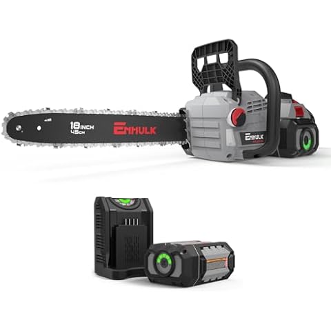ENHULK 58V 16-INCH Brushless Chainsaw with Chain Brake for Safety, 78.8 ft./s Max Chain Speed with EZ HMI LED Control Panel, 2.5Ah Battery and Charger Included, LCS1216 Cover