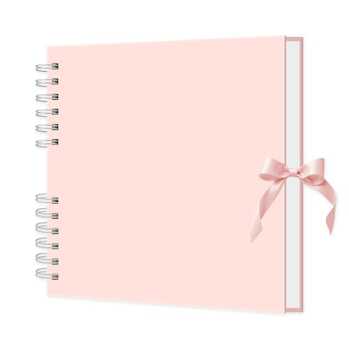 MARCADORUS Pink Scrapbook Album 8 x 8 Scrap Book 30 Sheets (60 pages) Memory Book & Photo Album for Wedding Guest Baby Shower Valentines Engagement | Scrapbooking Supplies.