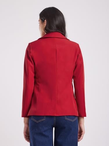 Image of FableStreet Women's Blazer | Tailored Fit Single-Breasted Design with Notch Lapel & Welt Pockets | Smooth Woven Texture for Work & Business Casual Wear