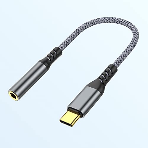 HORJOR Adaptador USB Tipo C a Jack para Auriculares de 3,5 mm, Adaptador de Audio USB C Dongle Aux con DAC Chipset para Auriculares estéreo Cable de Audio Cover
